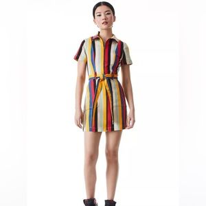 Alice + Olivia- Gorgeous Belted Striped Mini Dress with Tie Belt